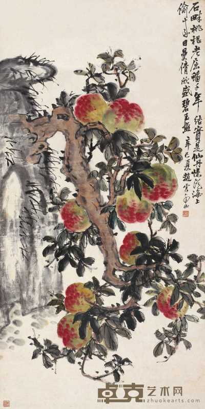 赵云壑 辛巳（1941年）作 九宝长寿 立轴 135×68cm